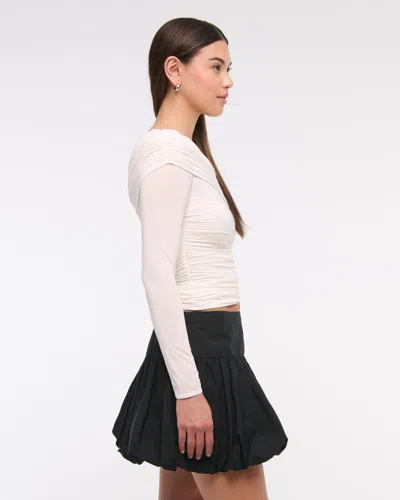 Abercrombie & Fitch Drop-waist Bubble Hem Mini Skort In Black