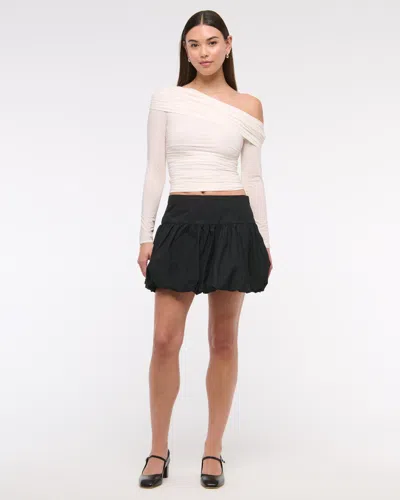 Abercrombie & Fitch Drop-waist Bubble Hem Mini Skort In Black