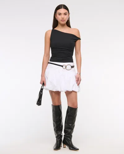 Abercrombie & Fitch Drop-waist Bubble Hem Mini Skort In White