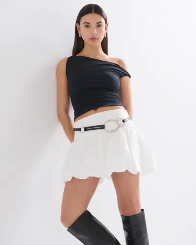 Abercrombie & Fitch Drop-waist Bubble Hem Mini Skort In White