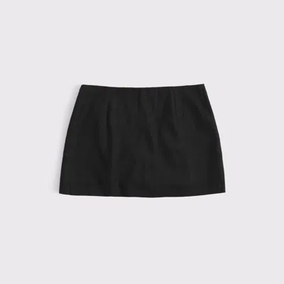Abercrombie & Fitch The A&f Scarlett Mid Rise Linen-blend Mini Skort In Black