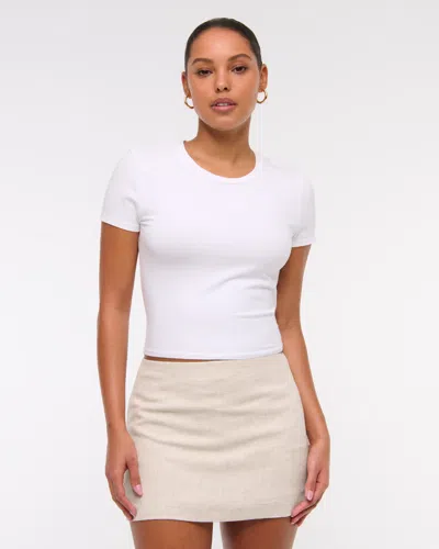 Abercrombie & Fitch The A&f Scarlett Mid Rise Linen-blend Mini Skort In Neutral