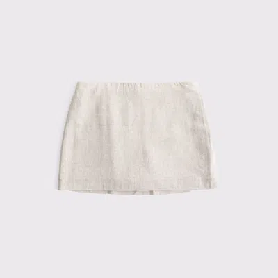 Abercrombie & Fitch The A&f Scarlett Mid Rise Linen-blend Mini Skort In Neutral