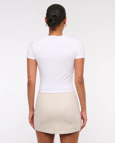 Abercrombie & Fitch The A&f Scarlett Mid Rise Linen-blend Mini Skort In Neutral