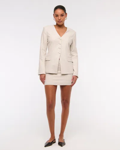 Abercrombie & Fitch The A&f Scarlett Mid Rise Linen-blend Mini Skort In Neutral