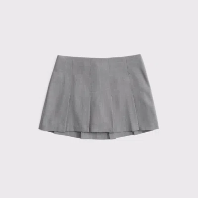 Abercrombie & Fitch Mid Rise Pleated Mini Skort In Gray