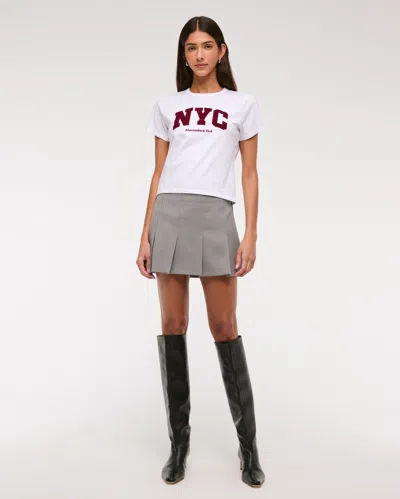 Abercrombie & Fitch Mid Rise Pleated Mini Skort In Gray