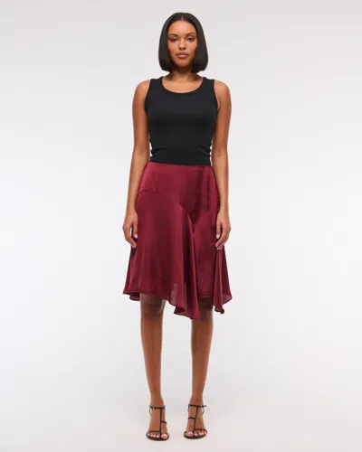 Abercrombie & Fitch Satin Midi Skirt In Burgundy