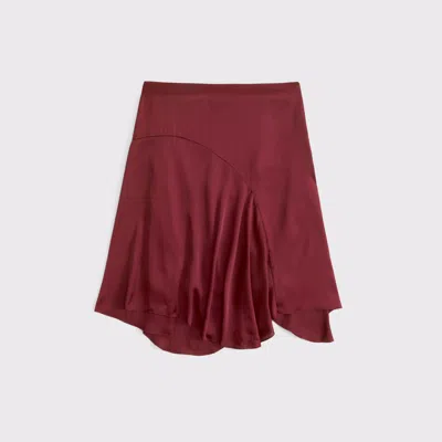 Abercrombie & Fitch Satin Midi Skirt In Burgundy