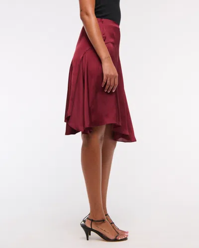Abercrombie & Fitch Satin Midi Skirt In Burgundy