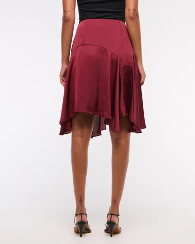Abercrombie & Fitch Satin Midi Skirt In Burgundy