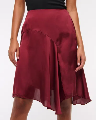 Abercrombie & Fitch Satin Midi Skirt In Burgundy