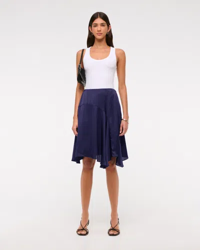 Abercrombie & Fitch Satin Midi Skirt In Blue