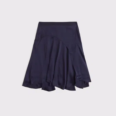 Abercrombie & Fitch Satin Midi Skirt In Blue