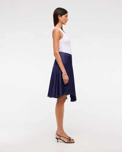 Abercrombie & Fitch Satin Midi Skirt In Blue