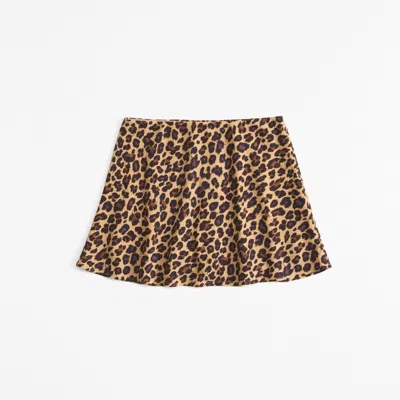 Abercrombie & Fitch Mid Rise Pattern Mini Skort In Brown