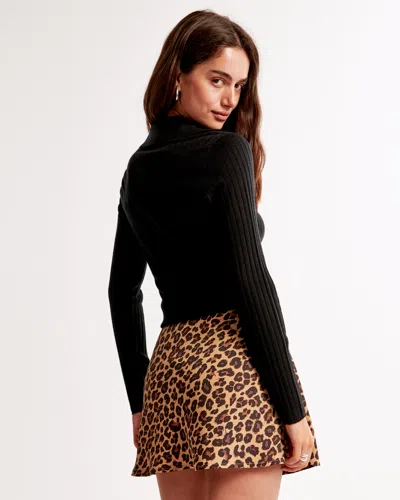 Abercrombie & Fitch Mid Rise Pattern Mini Skort In Brown