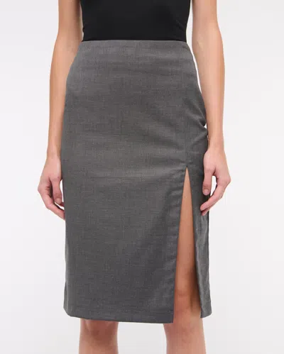 Abercrombie & Fitch Mid Rise Pencil Midi Skirt In Gray