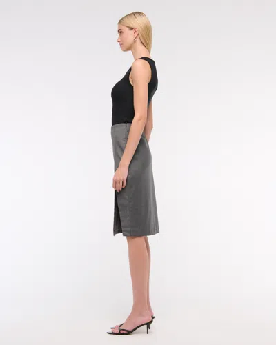 Abercrombie & Fitch Mid Rise Pencil Midi Skirt In Gray
