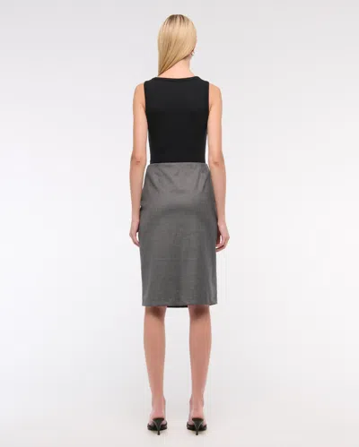Abercrombie & Fitch Mid Rise Pencil Midi Skirt In Gray