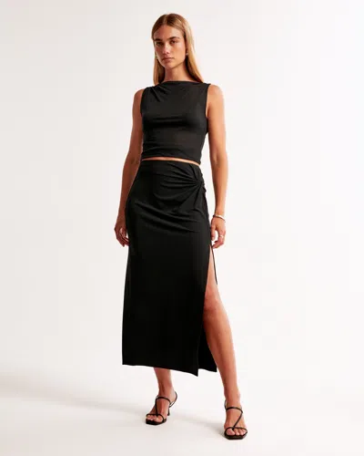 Abercrombie & Fitch Knotted Midi Skirt In Black
