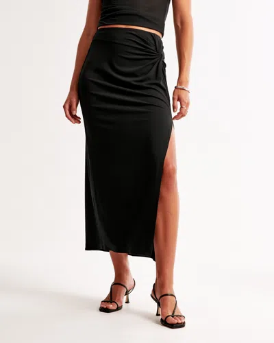 Abercrombie & Fitch Knotted Midi Skirt In Black