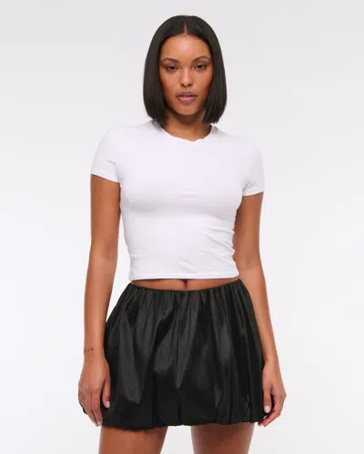 Abercrombie & Fitch Mid Rise Bubble Hem Mini Skort In Black