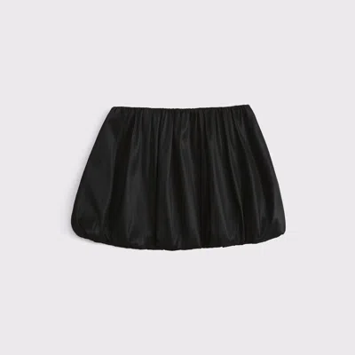Abercrombie & Fitch Mid Rise Bubble Hem Mini Skort In Black