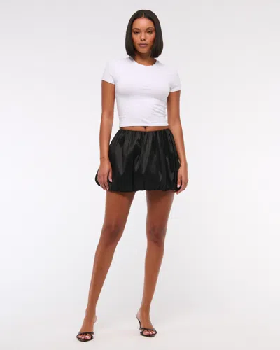 Abercrombie & Fitch Mid Rise Bubble Hem Mini Skort In Black