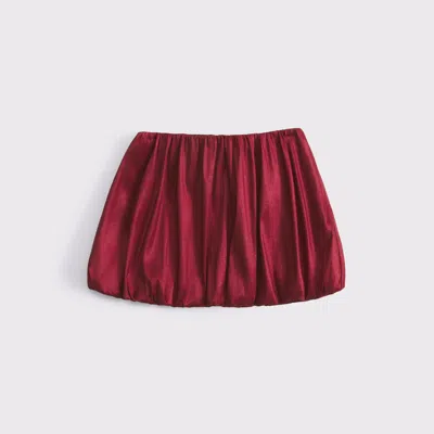 Abercrombie & Fitch Mid Rise Bubble Hem Mini Skort In Red
