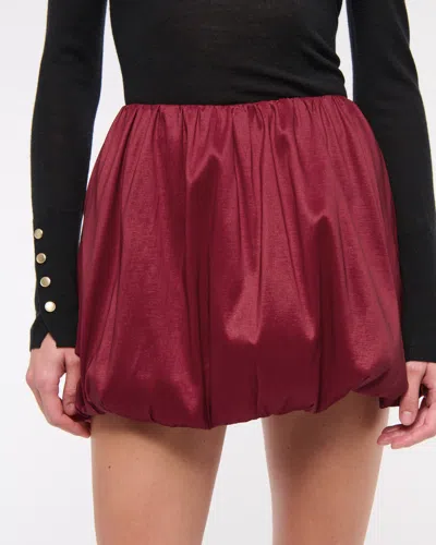 Abercrombie & Fitch Mid Rise Bubble Hem Mini Skort In Red