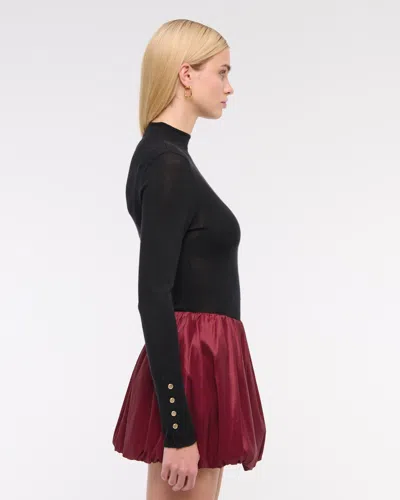 Abercrombie & Fitch Mid Rise Bubble Hem Mini Skort In Red