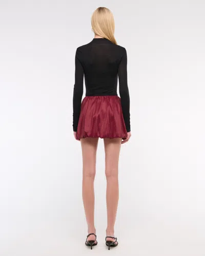 Abercrombie & Fitch Mid Rise Bubble Hem Mini Skort In Red