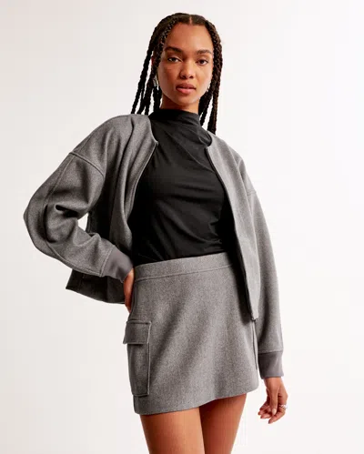 Abercrombie & Fitch Cargo Fleece Mini Skirt In Gray