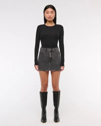 Abercrombie & Fitch Denim Mini Skirt In Gray