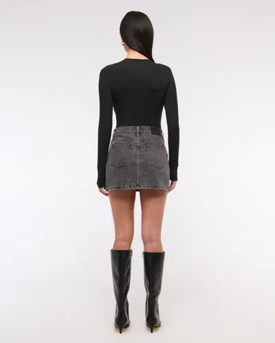 Abercrombie & Fitch Denim Mini Skirt In Gray