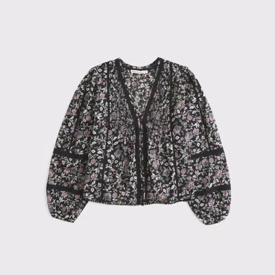 Abercrombie & Fitch Lace-trim Button-through Blouse