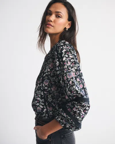 Abercrombie & Fitch Lace-trim Button-through Blouse