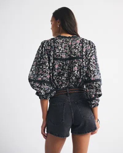 Abercrombie & Fitch Lace-trim Button-through Blouse