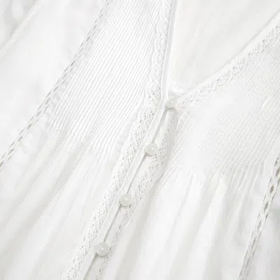 Abercrombie & Fitch Lace-trim Button-through Blouse In White