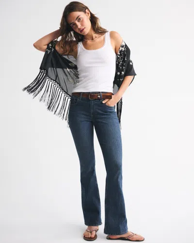 Abercrombie & Fitch Embroidered Fringe Shawl In Gray