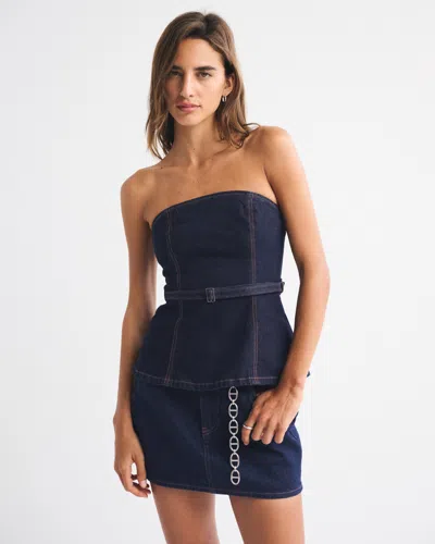 Abercrombie & Fitch Belted Denim Top In Blue