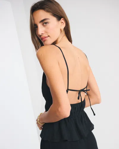 Abercrombie & Fitch Smocked Halter Top In Black