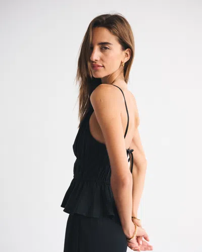 Abercrombie & Fitch Smocked Halter Top In Black