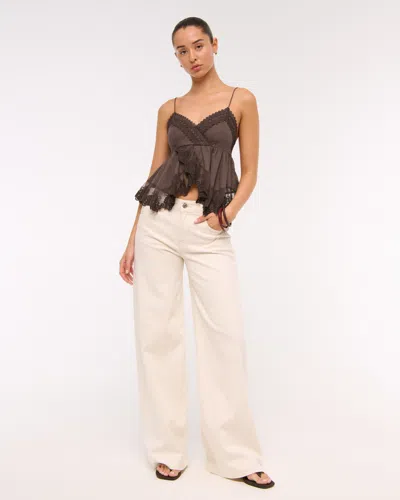 Abercrombie & Fitch Babydoll Lace-trim Cami In Blue