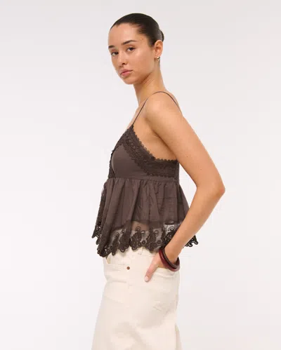 Abercrombie & Fitch Babydoll Lace-trim Cami In Blue