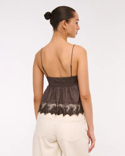 Abercrombie & Fitch Babydoll Lace-trim Cami In Blue