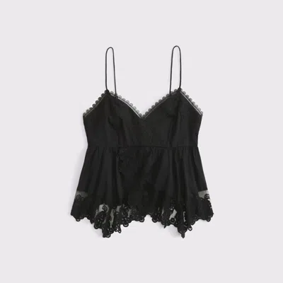 Abercrombie & Fitch Babydoll Lace-trim Cami In Black