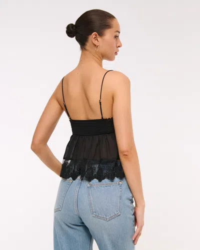 Abercrombie & Fitch Babydoll Lace-trim Cami In Black