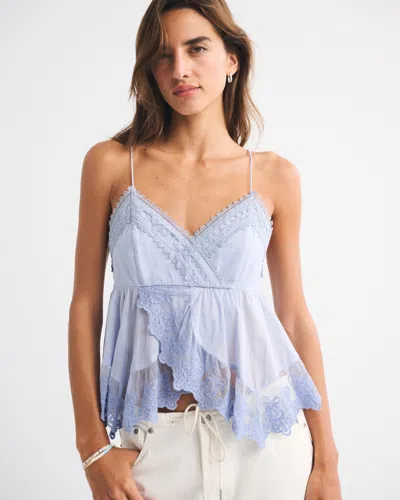 Abercrombie & Fitch Babydoll Lace-trim Cami In Blue